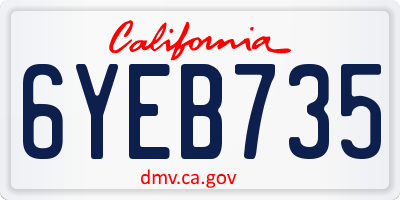 CA license plate 6YEB735