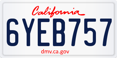 CA license plate 6YEB757
