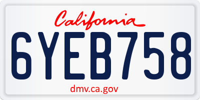 CA license plate 6YEB758