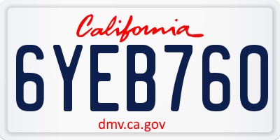 CA license plate 6YEB760