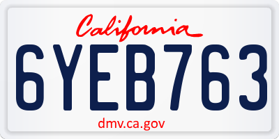 CA license plate 6YEB763