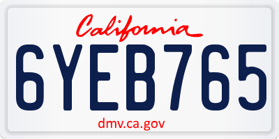CA license plate 6YEB765
