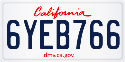 CA license plate 6YEB766