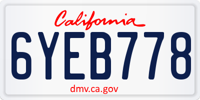 CA license plate 6YEB778