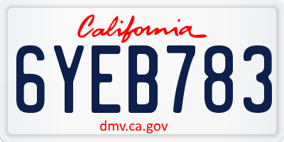 CA license plate 6YEB783