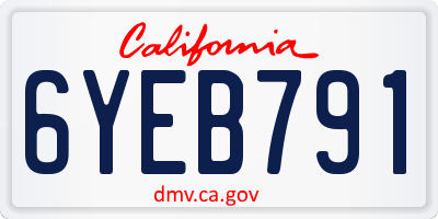 CA license plate 6YEB791