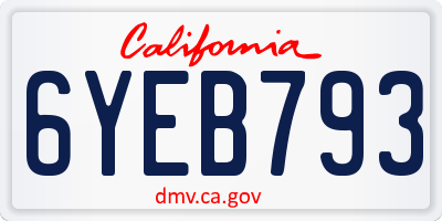 CA license plate 6YEB793