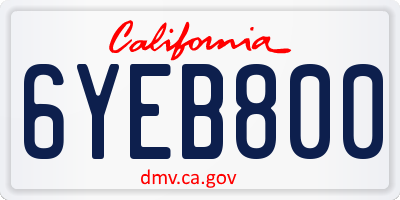 CA license plate 6YEB800