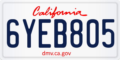 CA license plate 6YEB805