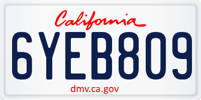 CA license plate 6YEB809