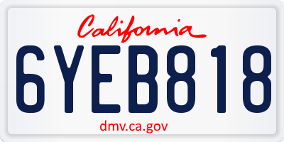 CA license plate 6YEB818