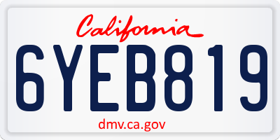 CA license plate 6YEB819