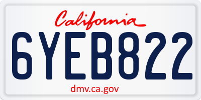 CA license plate 6YEB822