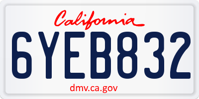 CA license plate 6YEB832