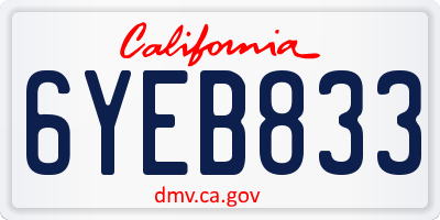 CA license plate 6YEB833