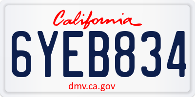CA license plate 6YEB834