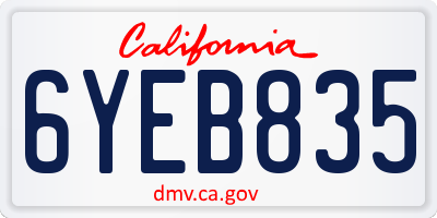 CA license plate 6YEB835
