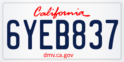 CA license plate 6YEB837