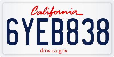 CA license plate 6YEB838