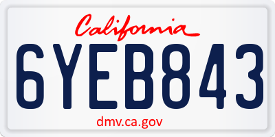 CA license plate 6YEB843