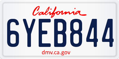 CA license plate 6YEB844