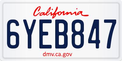 CA license plate 6YEB847