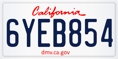 CA license plate 6YEB854