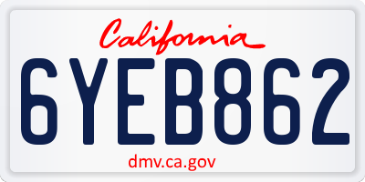 CA license plate 6YEB862