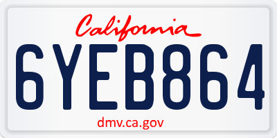 CA license plate 6YEB864