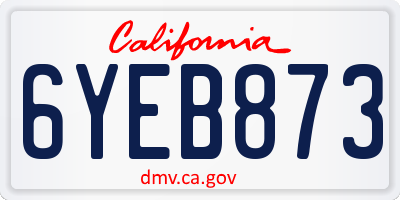 CA license plate 6YEB873