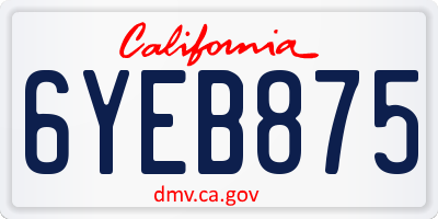 CA license plate 6YEB875