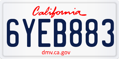 CA license plate 6YEB883