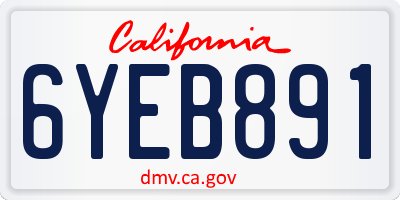 CA license plate 6YEB891