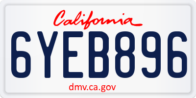CA license plate 6YEB896