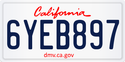 CA license plate 6YEB897