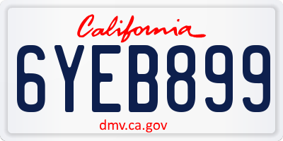 CA license plate 6YEB899