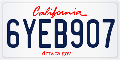 CA license plate 6YEB907