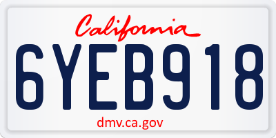 CA license plate 6YEB918