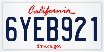 CA license plate 6YEB921