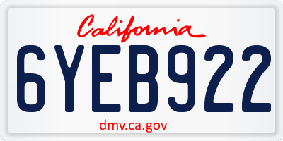 CA license plate 6YEB922