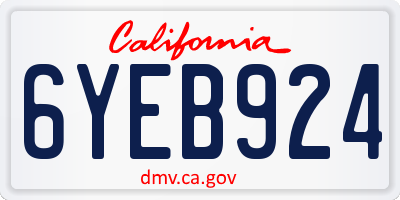 CA license plate 6YEB924