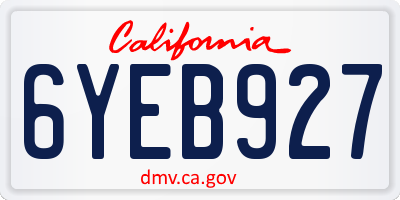 CA license plate 6YEB927