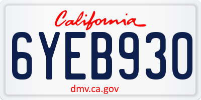 CA license plate 6YEB930