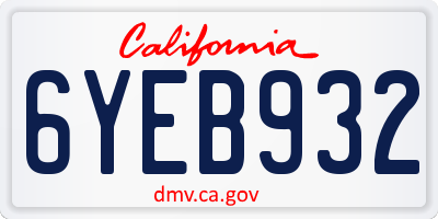 CA license plate 6YEB932