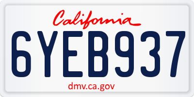 CA license plate 6YEB937