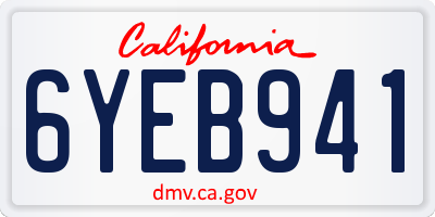 CA license plate 6YEB941