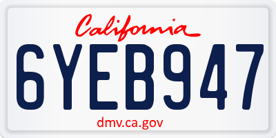 CA license plate 6YEB947