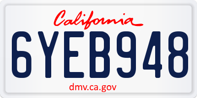 CA license plate 6YEB948
