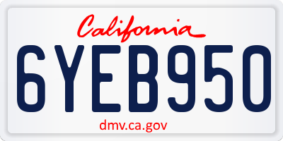 CA license plate 6YEB950