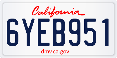 CA license plate 6YEB951